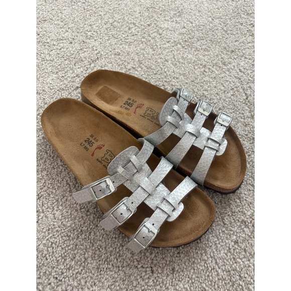 Birkenstock Shoes - Birkenstock Birki's Xenia Sandals Womens 7 EU 38 Silver Slip On Casual